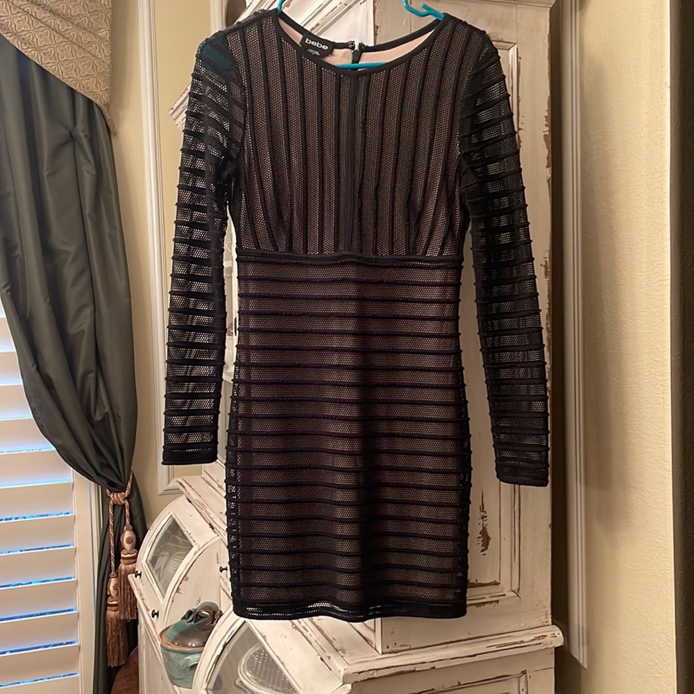 Black body con with nude underlay